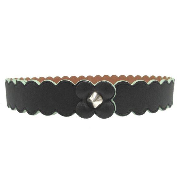 Fendi Flower Motif Leather Black 75 Belt 0753 main image 4
